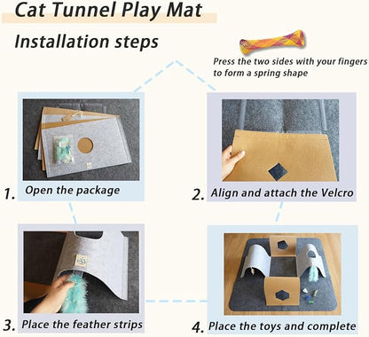 Cat Toys Tunnel for Indoor Cats, 4-Way Felt Cat Tunnel Play Mat - Image 6