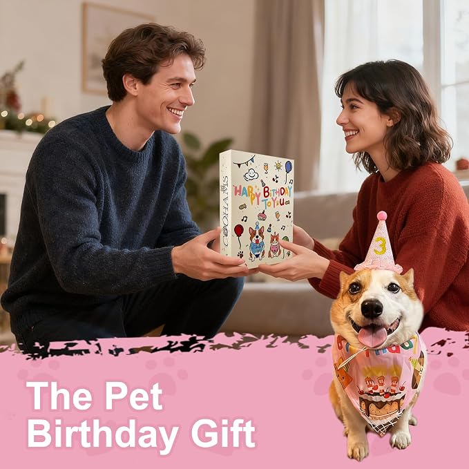 Dog & Cat Birthday Party Decorations Set Include Bandana, Adjustable Hat - Image 9