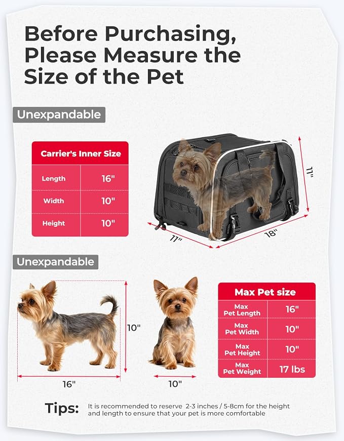 KEMIMOTO Motorcycle Dog Carrier Expandable, Airline Approved Pet Carrier - Image 2