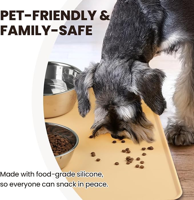VIVAGLORY Dog Food Mat Flexmat Dog Bowl Mat, Placemat Food Tray - Image 3