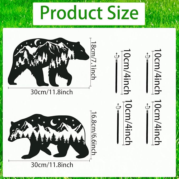 Bear Metal Garden Stakes Yard Decor, Lawn Ornaments - Image 2