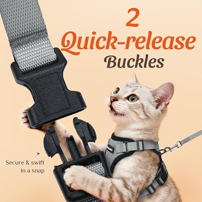 Dooradar Cat Harness and Leash Set, Escape Proof Safe Adjustable Kitten Vest - Image 4