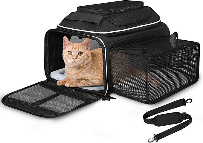 Petskd Top and Side Expandable Pet Carrier 17x12x8.5 Inches JetBlue Frontier by Petskd