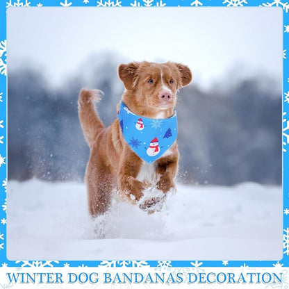 Abbylike 50 Pieces Winter Dog Bandanas Bulk Blue Snowflake Dog Bandanas - Image 2