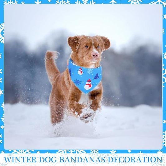 Abbylike 50 Pieces Winter Dog Bandanas Bulk Blue Snowflake Dog Bandanas - Image 2