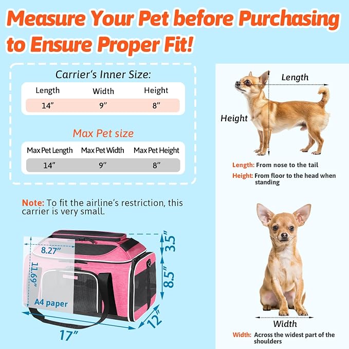 Petskd Top-Expandable Pet Carrier 17x12x8.5 Inches JetBlue Allegiant Spirit - Image 3