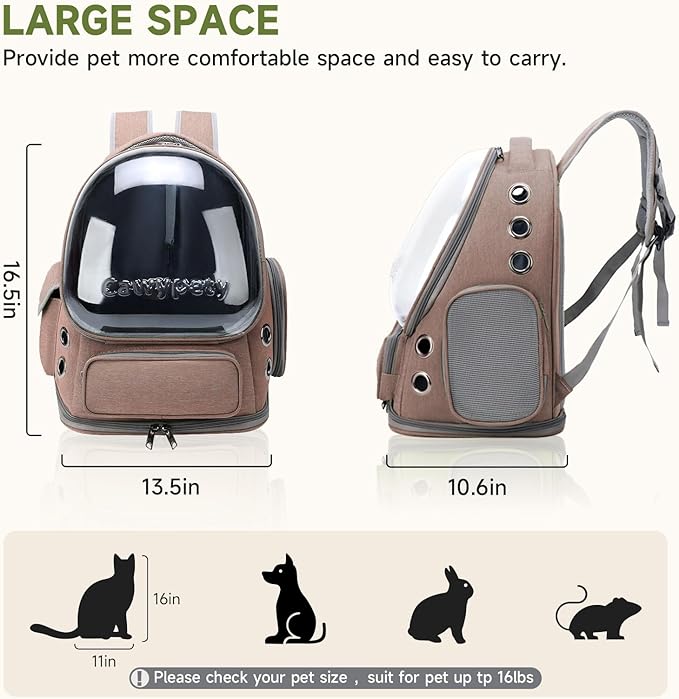 Cat Backpack Carrier, Breathable Cat Carrier Large Space Bubble Pet Backpack - Image 6