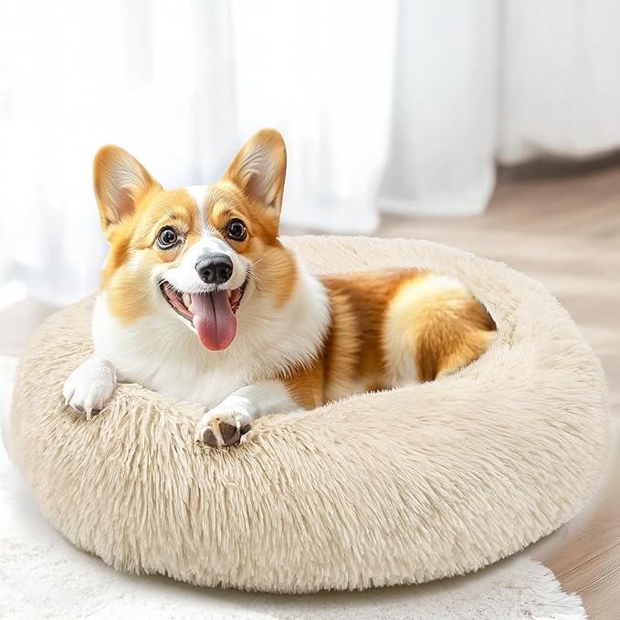 28in Large Dog Bed, Medium Size Dog and Cats, Calming Donut Bed - Image 6