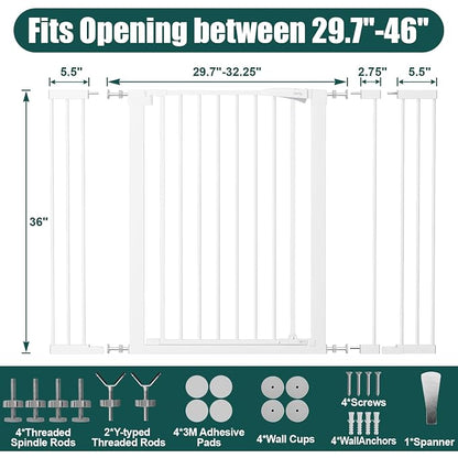 keny 36" Extra Tall Baby Gate for Doorways, Fits Openings 29.7" to 46" Wide - Image 6