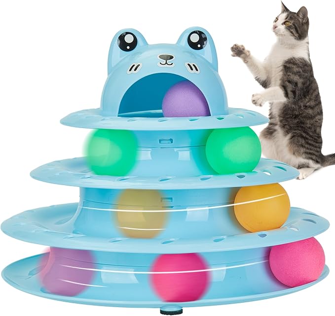 Gefryco Cat Toys 4-Tier Roller Track, Turntable Cat Tower Toy by Gefryco