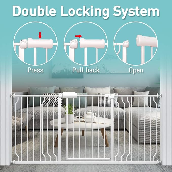 WAOWAO Baby Gate 4.71" Extra Wide Pressure Mounted Walk Through Swing Auto - Image 4
