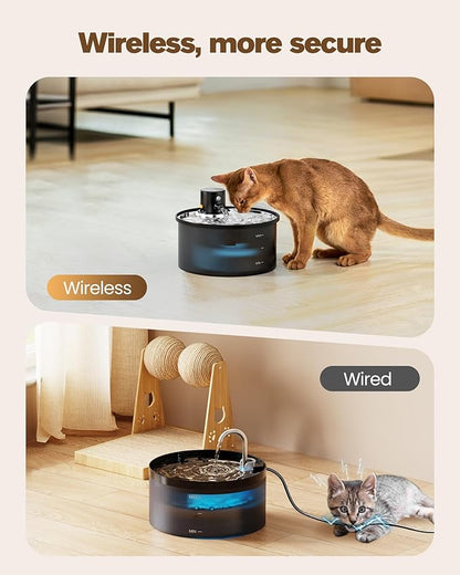 Wireless Cat Water Fountain Cordless: Battery Operated Cat Fountain - - Image 2