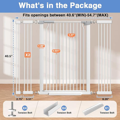 40.5"-54.7" Baby Gates for Doorways, 40.5" Tall Dog Gate Indoor, Walk Through - Image 8