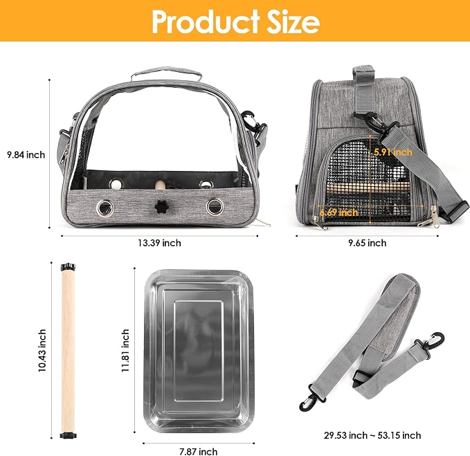 Bird Travel Carrier with Perch Parakeet Backpack Carriers with Stainless Steel - Image 4
