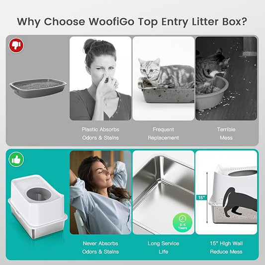 Stainless Steel Cat Litter Box, Large Top Entry Litter Box - Image 2