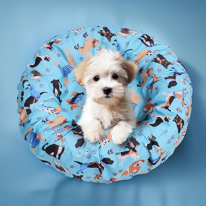 Round Replacement Dog Bed Covers Elastic Edged Washable Pet Bed Protector - Image 2