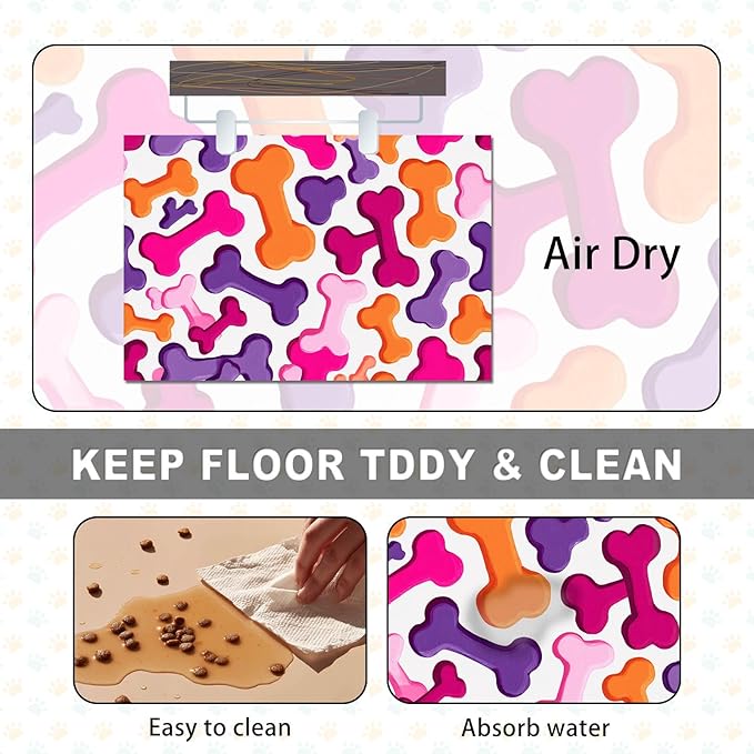 Colorful Dog Bone Pattern Pet Food Mat - Image 6