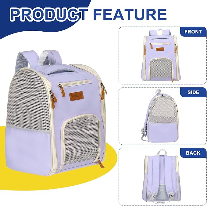 Pet Backpack Carrier, Portable and Ventilated, Oxford Cloth, Dogs Cats and - Image 4