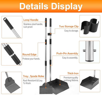 Pooper Scooper, Metal Aluminum Tray and Spade Poop Scoop Set - Image 3