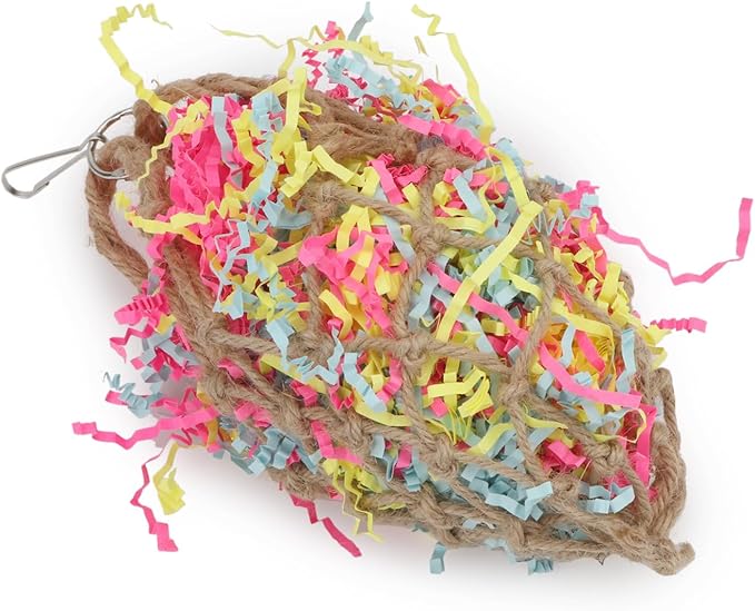Wontee Bird Jute Paper Strips Parrot Mesh Bag Hanging Chewing Toy - Image 7
