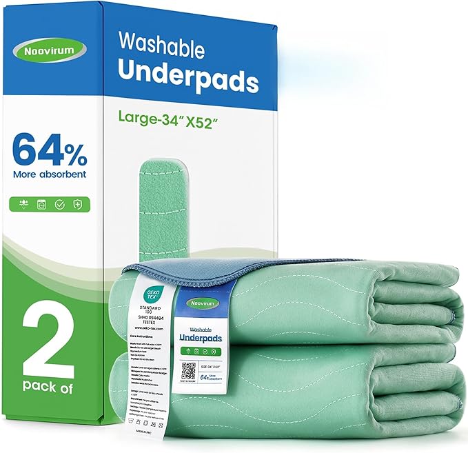 Noovirum® Washable Underpads, 34“x52” Reusable Incontinence Pads by noovirum
