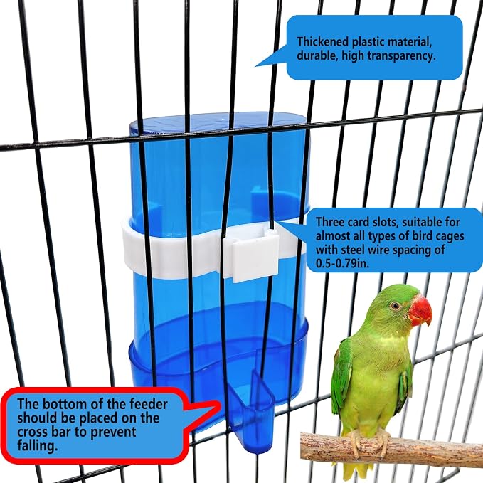 Parakeet Water Dispenser Parrot Water Feeder Bird Seed Container - Image 3