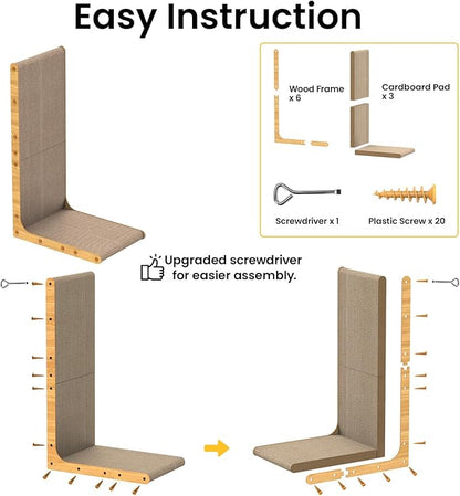 Cardboard Cat Scratcher, 26 Inch L Shape Scratch Pad Wall Mounted, Vertical - Image 5