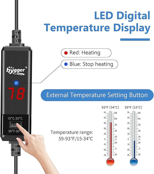 hygger Small Aquarium Betta Heater, Submersible Fish Tank Heater - Image 2