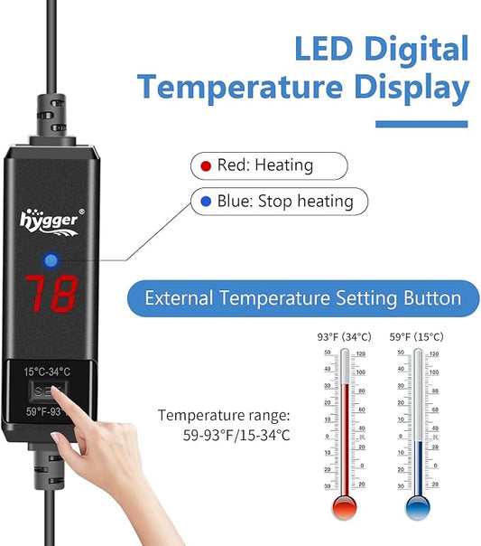 hygger Small Aquarium Betta Heater, Submersible Fish Tank Heater - Image 2