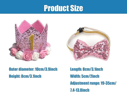Pet Birthday Hat, Dog Birthday Crown Hat and Bowtie - Image 4