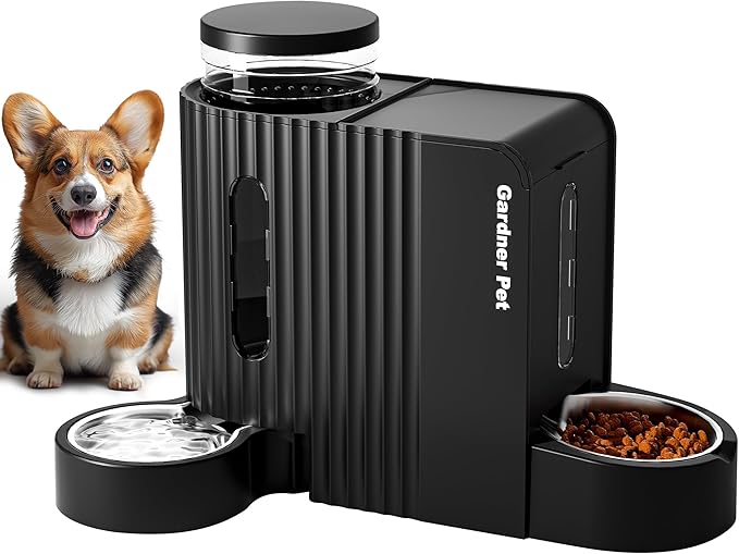 Automatic Gravity Pet Feeder, 1.8 Gallons*2 Dog Feeder and Water Dispenser Set by GardnerPet