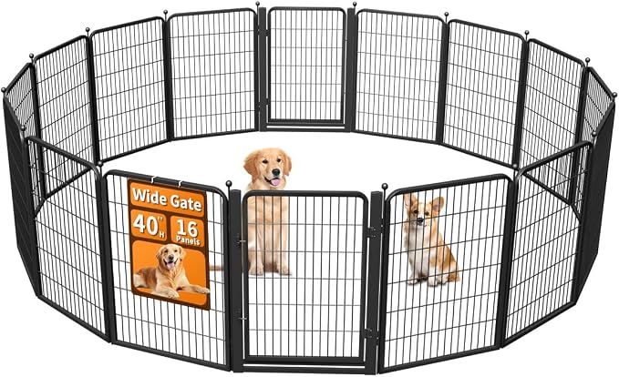 Dog Fence Outdoor Pens Outside, Portable Dog Play Pen 40" H 16 Panels Pet by Unknown