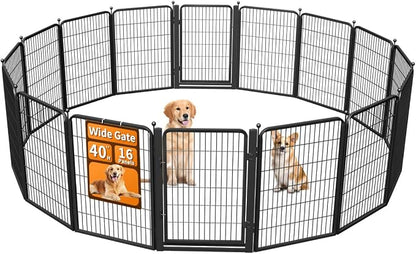 Dog Fence Outdoor Pens Outside, Portable Dog Play Pen 40" H 16 Panels Pet by Unknown