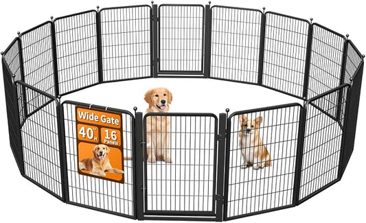 Dog Fence Outdoor Pens Outside, Portable Dog Play Pen 40" H 16 Panels Pet by Unknown