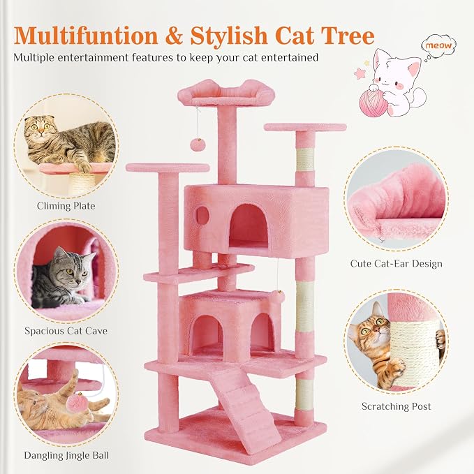 Sweetcrispy 54 Inch Cat Tree Tower, Indoor Cat Condo - Image 2