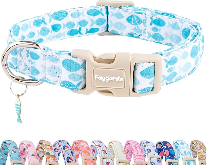 Faygarsle Fish Pattern Dog Collar, Adjustable by Faygarsle