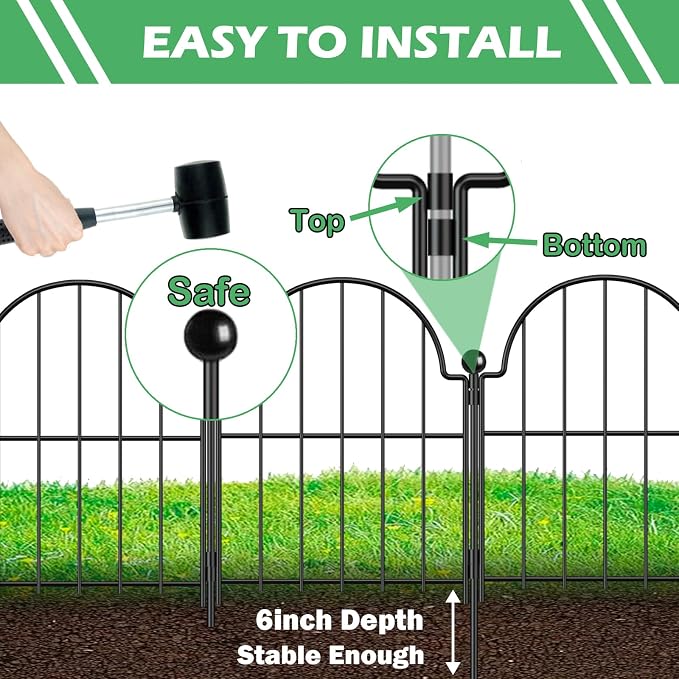 Garden Fence, 17 in x 21 ft Arched Rustproof Metal No Dig Fence Garden Fence - Image 3