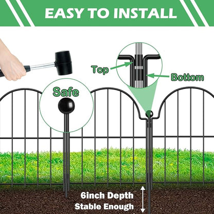 Garden Fence, 17 in x 21 ft Arched Rustproof Metal No Dig Fence Garden Fence - Image 3