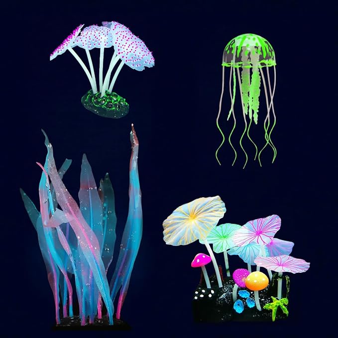 4-Pack Silicone Fluorescent Aquarium Plants & Decor - Image 3