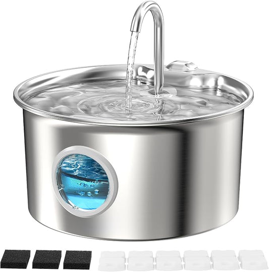 Stainless Steel Cat Water Fountain: Cat Fountain - 88oz/2.6L Pet Water Fountain by ATMZIQXR
