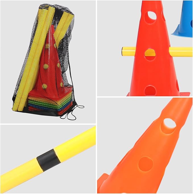 Dog Jump Agility Training Set Puppy Agility Training Hurdle 10 Cones & 5 Poles - Image 4