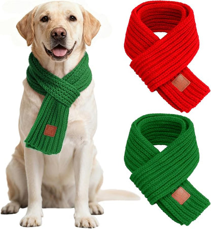 BWOGUE 2-Piece Winter Dog Knitted Scarf & Dog Neck Warm Bandanas by BWOGUEPetHome
