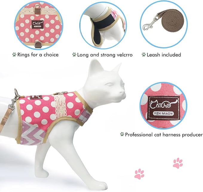 Cat Harness and Leash for Walking Escape Proof, Adjustable Cat Vest Harness - Image 4
