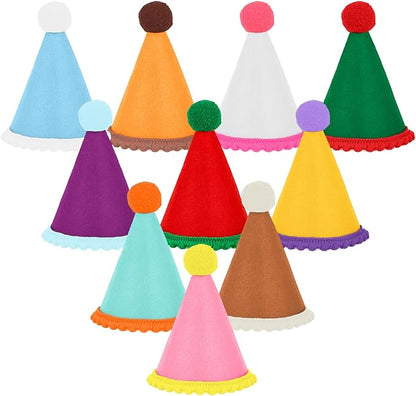 Hxezoc 10 Pcs Mini Birthday Party Hats Multicolor Lovely Crimping Cone Hats by Hxezoc