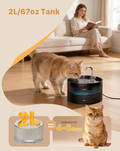 Cat Water Fountain Pet Fountain: 67oz/2L Cat Water Dispenser - Image 7