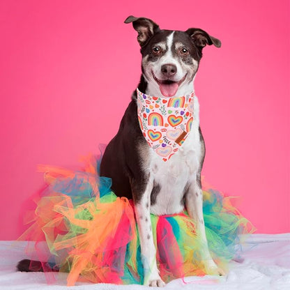 PTDECOR Rainbow Dog Bandanas Pride Day Dog Scarf Reversible Triangle LGBT+ - Image 3