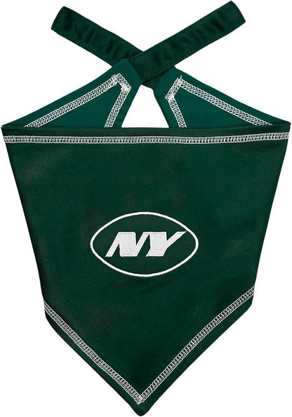 Pets First NFL New York Jets TIE Bandana, Size Small/Medium. Dog Bandana Scarf by PETSFIRST