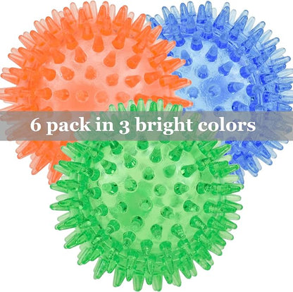 6pack Squeaky Dog Toys Spiky Dog Balls Cleans Teeth and Promotes Dental and Gum - Image 8