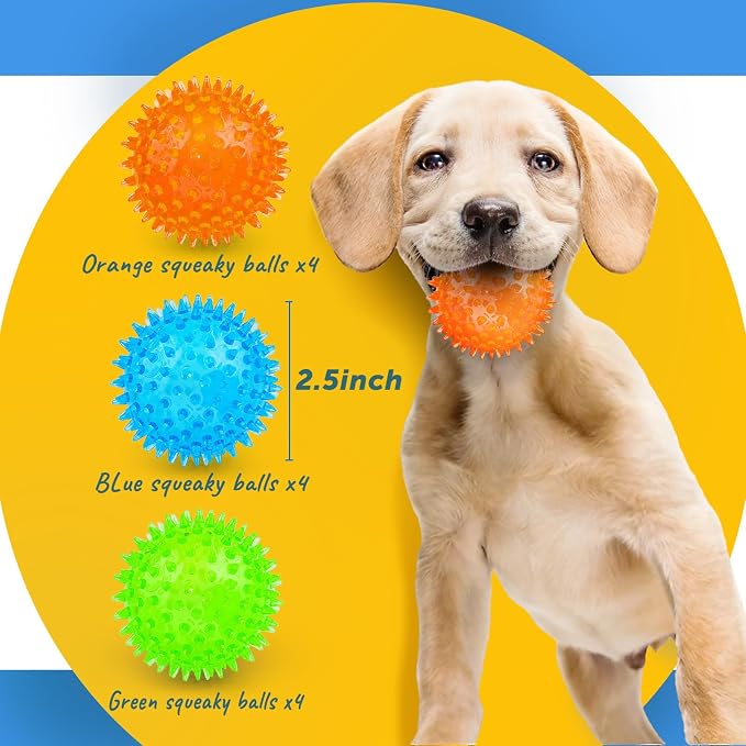 Puppy Toy 2.5” Squeaky Dog Balls Toys and Spikey Dog Ball - Image 2
