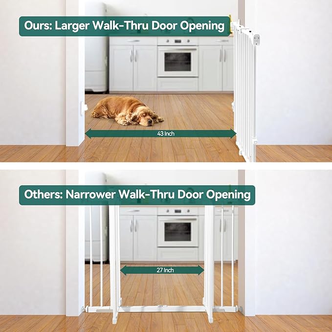 Babelio Baby Gate for Stairs, Kitchen & Doorways, 26-43" W 28" H No Bottom Bar| - Image 3